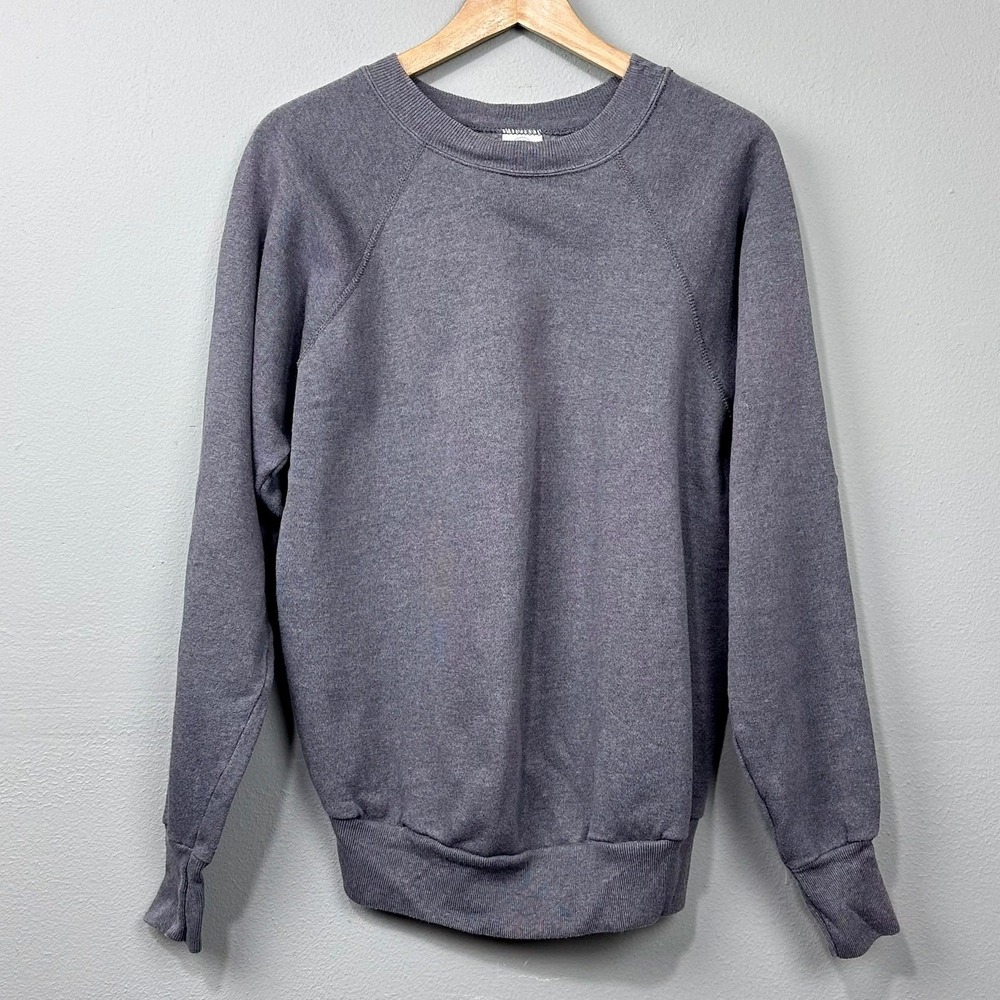 Vintage 80s Pannill Sweatshirt Size L Gray Crew Neck Raglan Long Sleeve Pullover